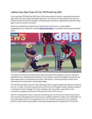 andries gous joins team usa for t20 world cup 2024