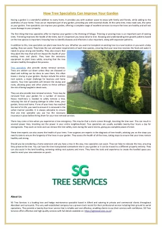 How Tree Specialists Can Improve Your Garden