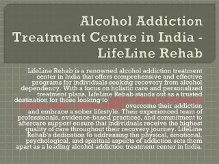 Alcohol Addiction Treatment Centre in India - LifeLine Rehab