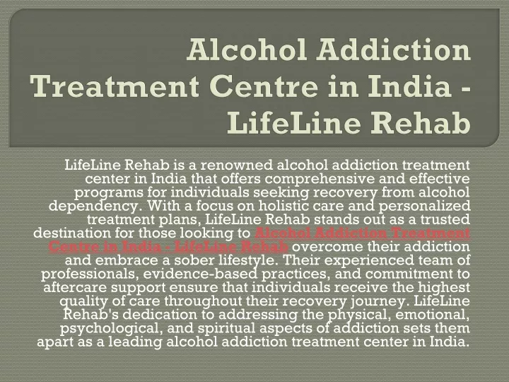 alcohol addiction treatment centre in india lifeline rehab