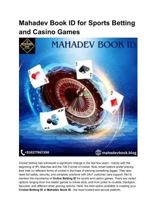 Mahadev Book ID Is the Best Cricket Betting ID