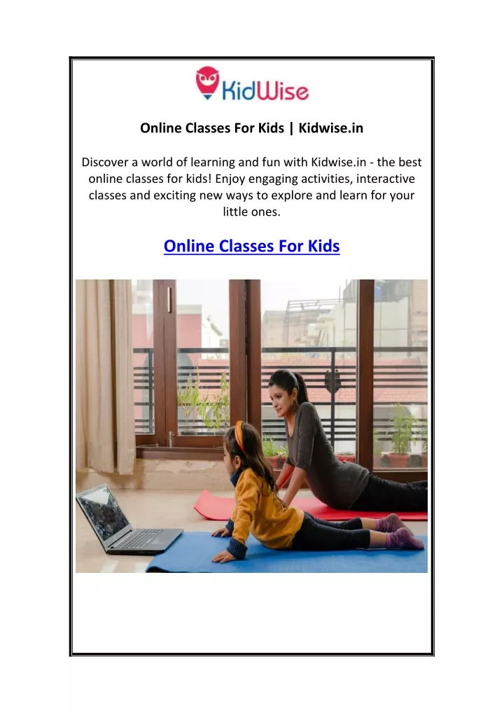 online classes for kids kidwise in