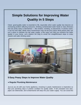 Simple Solutions for Improving Water Quality in 5 Steps
