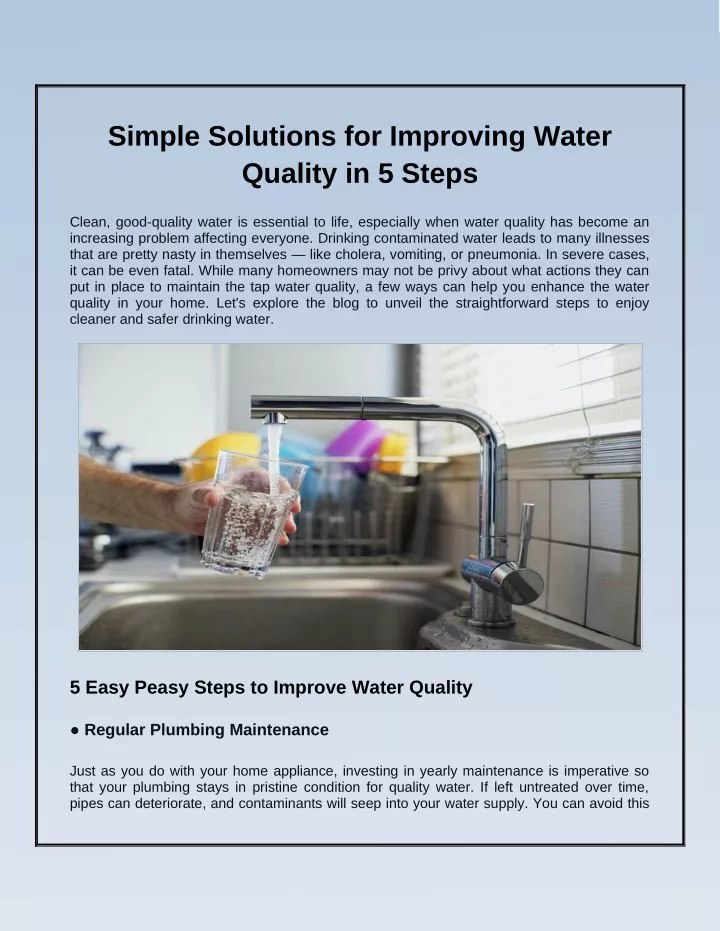 simple solutions for improving water quality