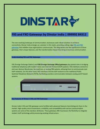 FXS and FXO Gateways at Dinstar India