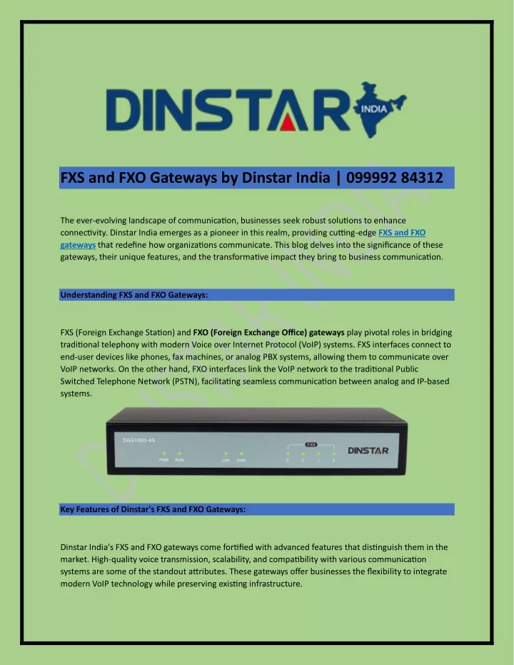 fxs and fxo gateways by dinstar india 099992 84312