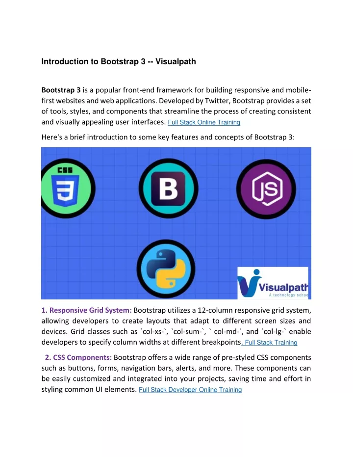 introduction to bootstrap 3 visualpath