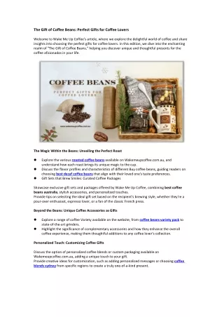 The Gift of Coffee Beans Perfect Gifts for Coffee Lovers