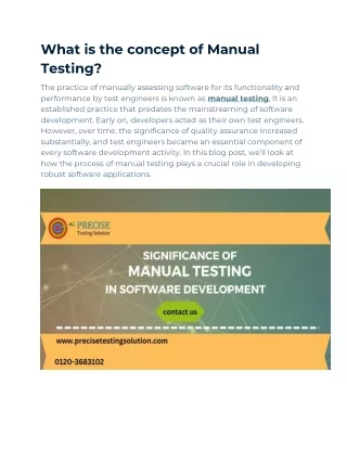 What is the concept of Manual Testing