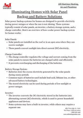 Illuminating Homes with Solar Panel Backup and Battery Solutions