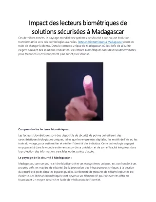 Impact des lecteurs biométriques de solutions sécurisées à Madagascar