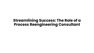 Streamlining Success - The Role of a Process Reengineering Consultant