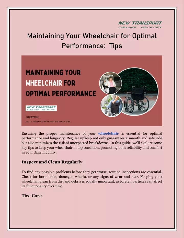 maintaining your wheelchair for optimal