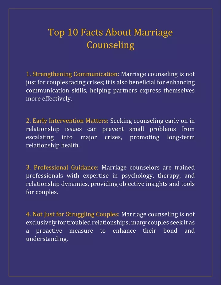 top 10 facts about marriage counseling