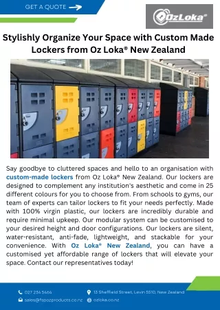 Stylishly Organize Your Space with Custom Made Lockers from Oz Loka® New Zealand