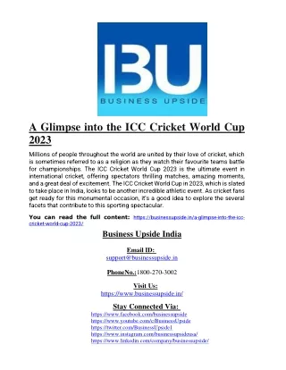 A Glimpse into the ICC cricket world cup 2023