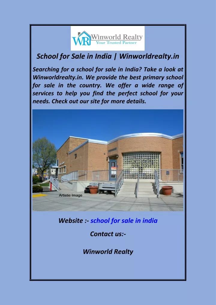 school for sale in india winworldrealty in