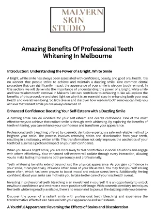 Amazing Benefits Of Professional Teeth Whitening In Melbourne