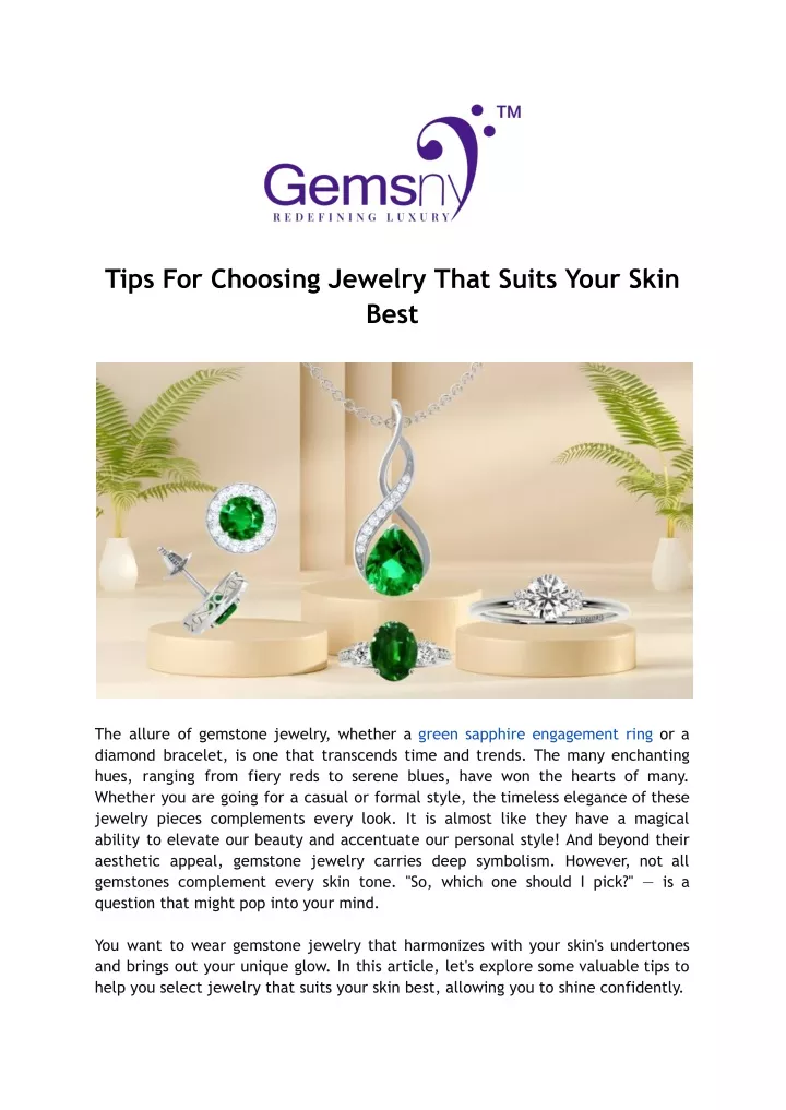 tips for choosing jewelry that suits your skin