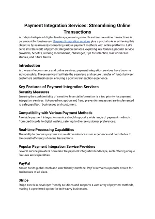 Payment Integration Services_ Streamlining Online Transactions