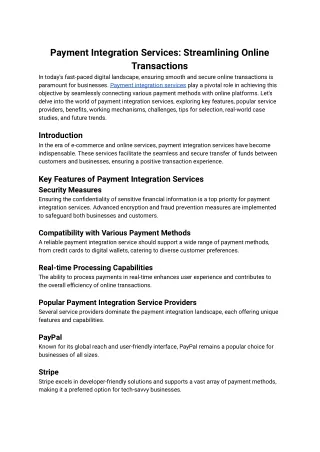 payment integration services streamlining online