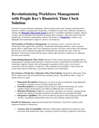 Biometric Time Clock solution - People Key