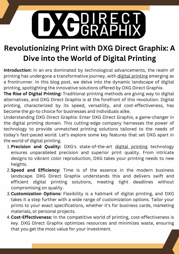 revolutionizing print with dxg direct graphix