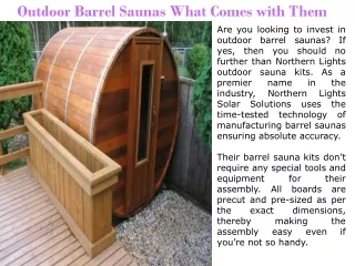 Outdoor Barrel Saunas What Comes with Them