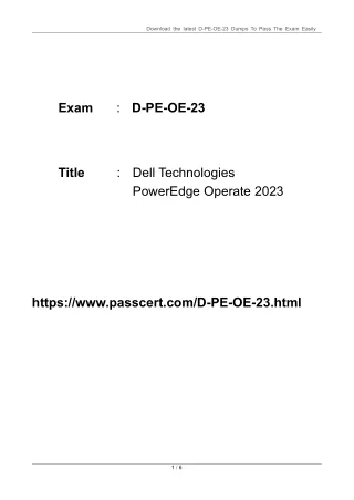 D-PE-OE-23 Dell PowerEdge Operate 2023 Exam Dumps