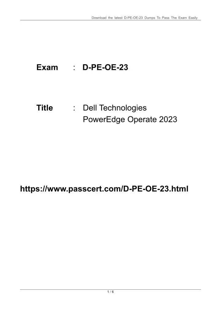 download the latest d pe oe 23 dumps to pass