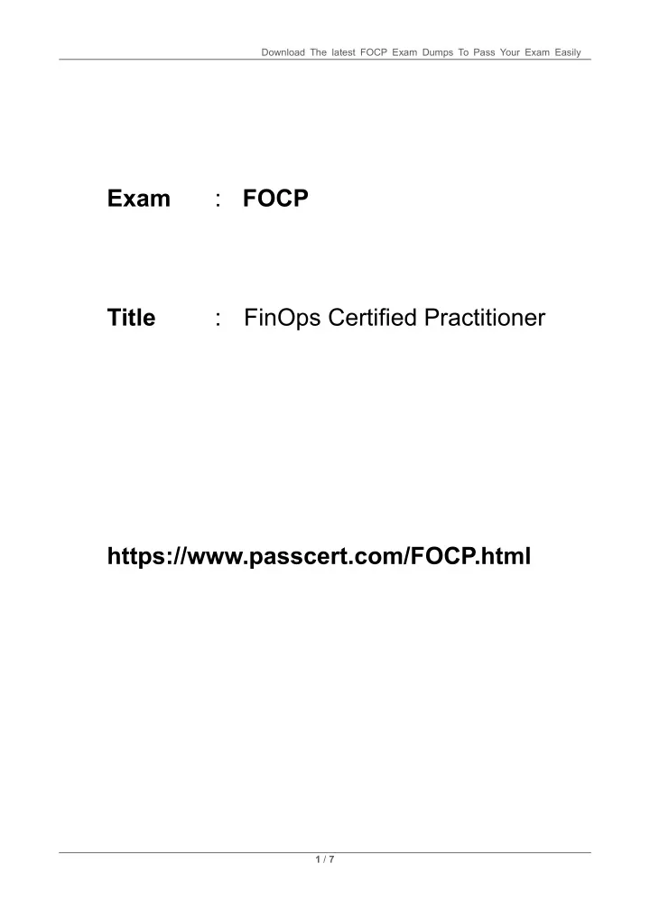 download the latest focp exam dumps to pass your