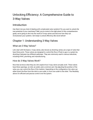 Unlocking Efficiency A Comprehensive Guide to 3-Way Valves