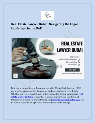 Real Estate Lawyer Dubai Navigating the Legal Landscape in the UAE