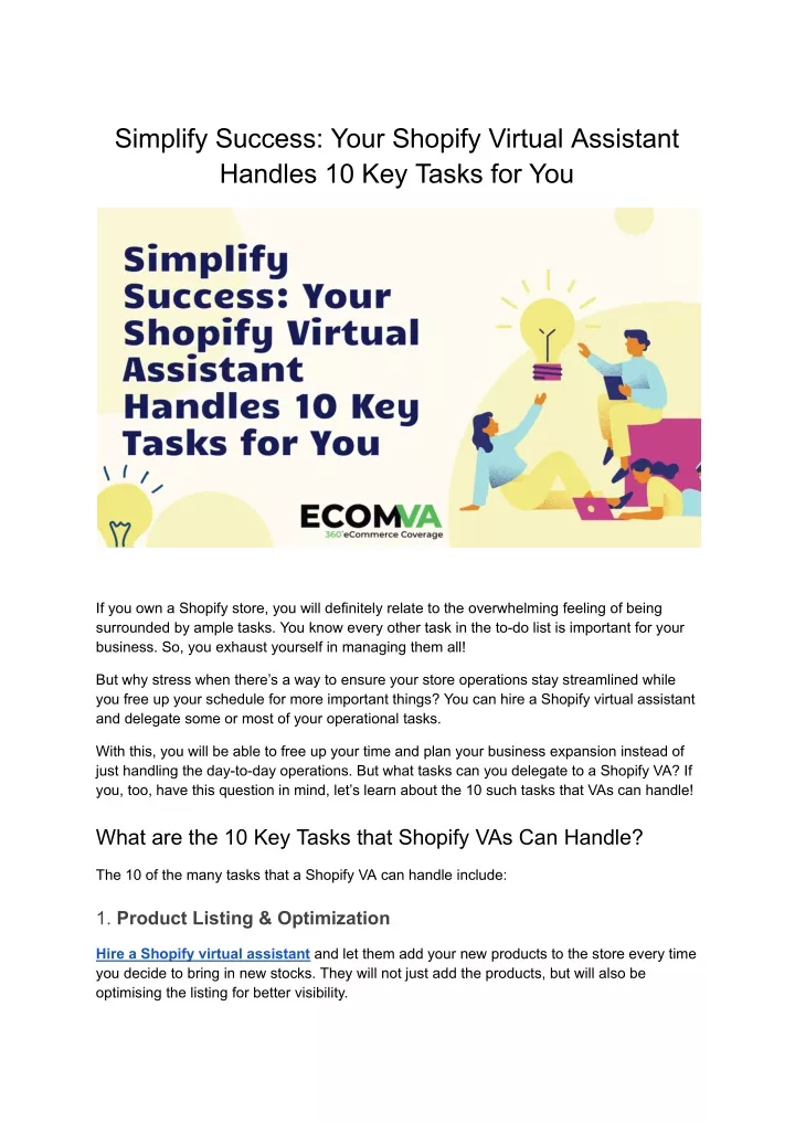 simplify success your shopify virtual assistant