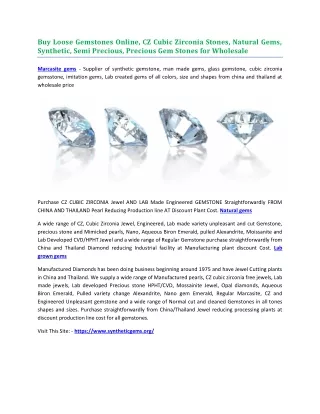 Buy Loose Gemstones Online, CZ Cubic Zirconia Stones, Natural Gems, Synthetic,