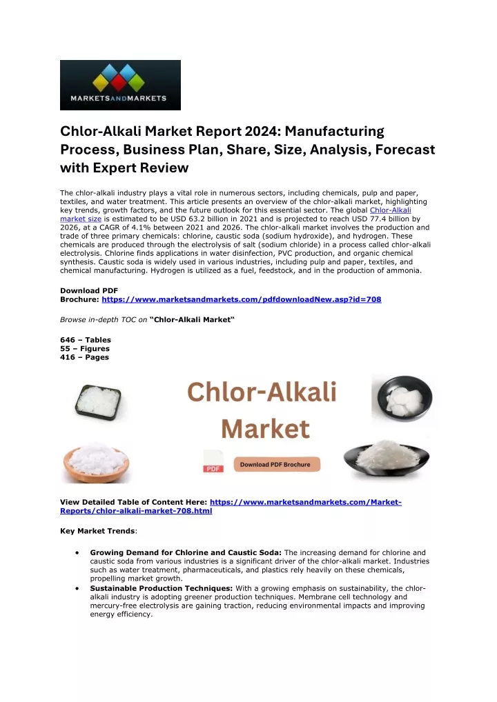 chlor alkali market report 2024 manufacturing