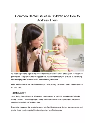 Common Dental Issues in Children and How to Address Them