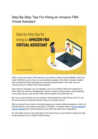 Detailed Steps on How to Hire an Amazon FBA Virtual Assistant
