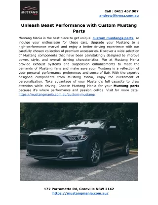 Unleash Beast Performance with Custom Mustang Parts
