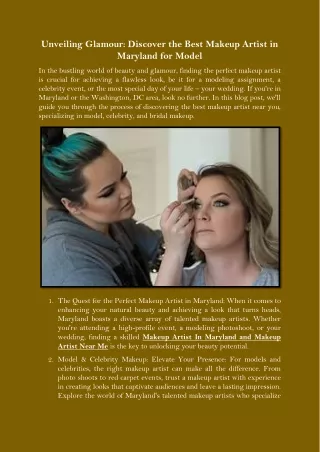 Unveiling Glamour Discover the Best Makeup Artist in Maryland for Model