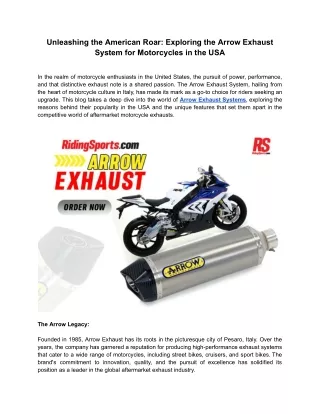 Arrow Exhaust System for Motorcycles in the USA