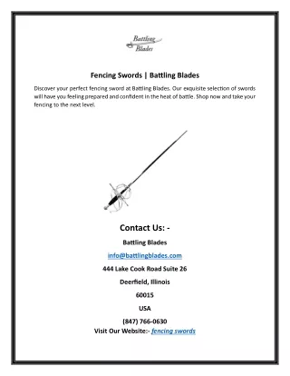 Fencing Swords | Battling Blades