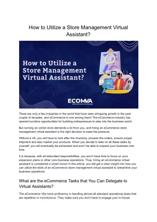 How to Utilize a Store Management Virtual Assistant