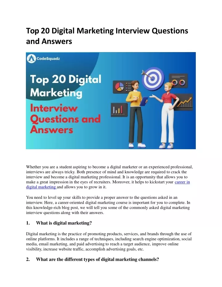 top 20 digital marketing interview questions and answers