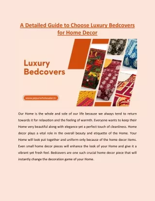 A Detailed Guide to Choose Luxury Bedcovers for Home Decor