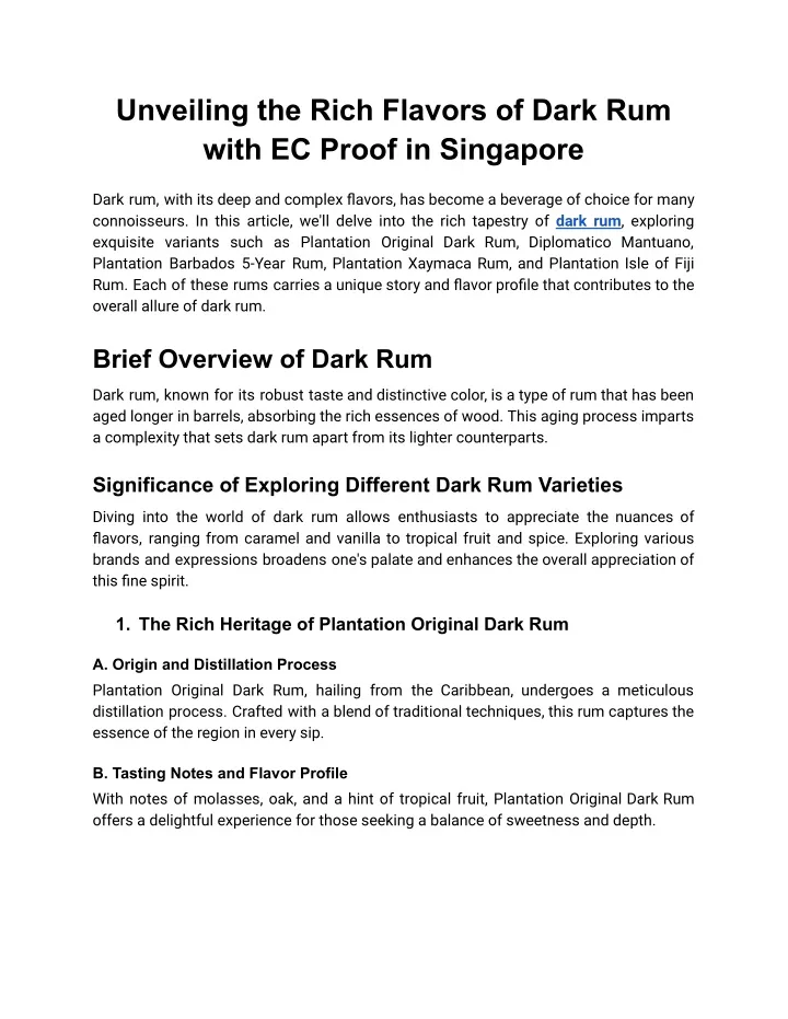 unveiling the rich flavors of dark rum with