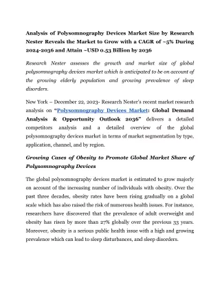 analysis of polysomnography devices market size