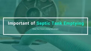 Important of Septic Tank Emptying