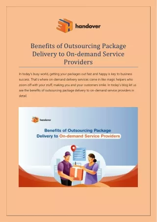 handover-Benefits of Outsourcing Package Delivery to On-demand Service Providers