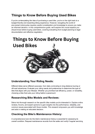 things to know before buying used bikes